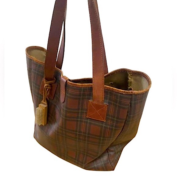 RALPH LAUREN Tartan Plaid Black Watch Oversized Camp School Diaper Bag Shopper - Picture 5 of 12